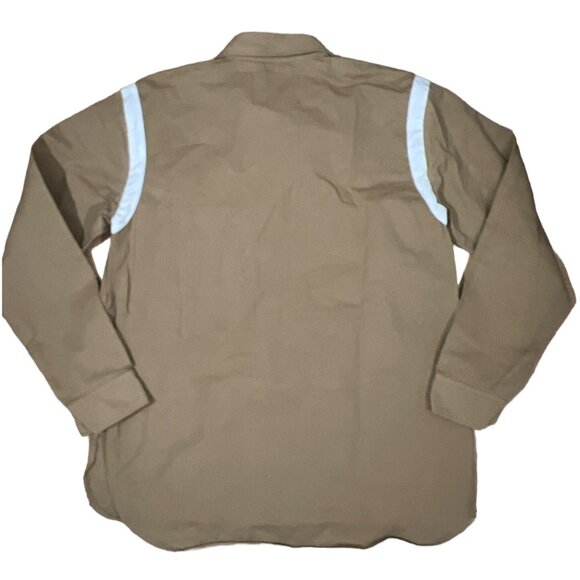HAN Kjobenhavn Mens size LARGE tan cotton denim button front work shirt - Picture 6 of 6